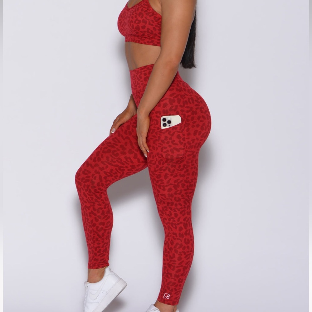 Bombshell Sportswear Red Leopard High-Waist Leggings